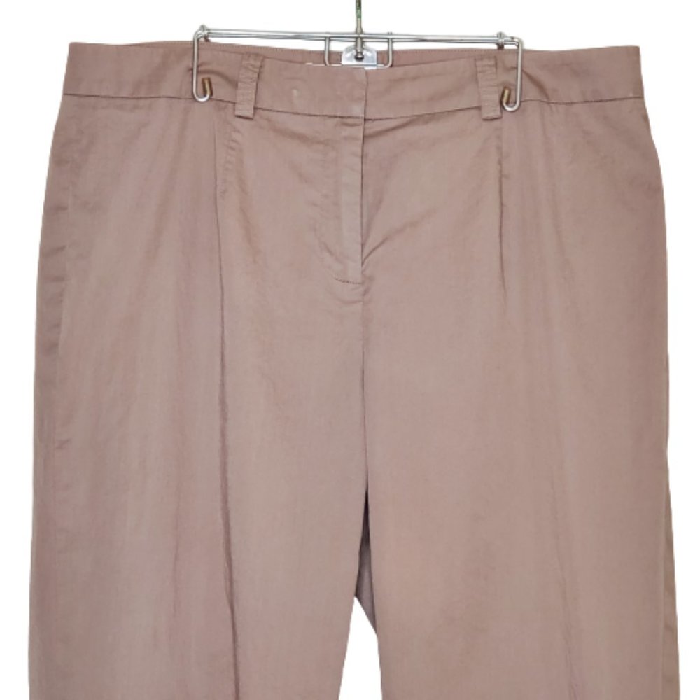 Doncaster Womens Cotton Taupe Front Dart Straight Leg Casual Pants Size 10